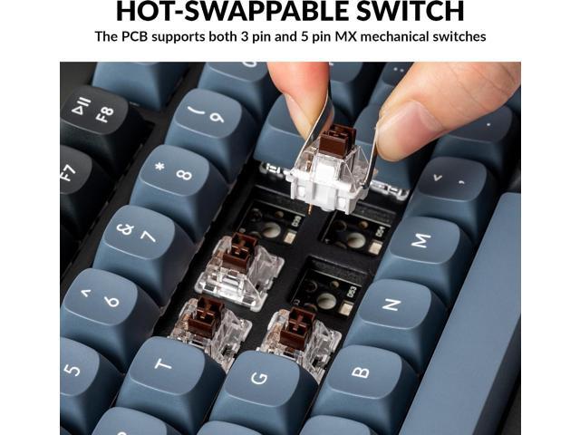 Keychron V1 Wired Custom Mechanical Keyboard Knob Version, 75% Layout QMK/VIA Programmable with Hot-swappable Keychron K Pro Brown Switch...