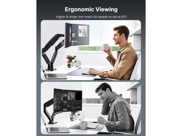 HUANUO Dual Monitor Stand for 13 to 35 inch, Premium Dual Monitor Mount with USB, Height Adjustable Monitor Stands for 2 Monitors, VESA Bracket...