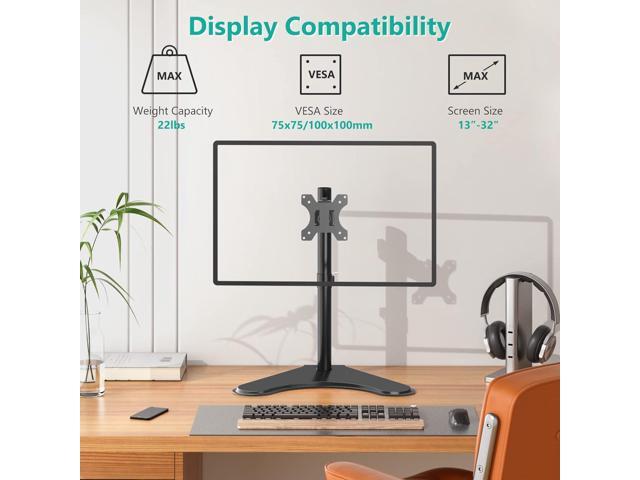 WALI Single Monitor Stand, Adjustable Monitor Stand for One Screen up to 32inch, Universal Freestanding Monitor Stand for hp acer lg Monitor with...