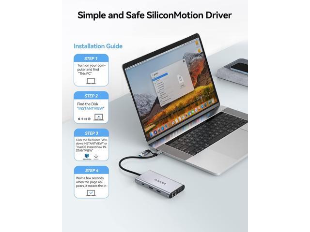 USB Docking Station Dual Monitor, GIISSMO 9-in-1 USB A 3.0 / USB C Docking Station Triple Monitor with 2 HDMI,VGA, 10Gbps USB 3.1, Gigabit...