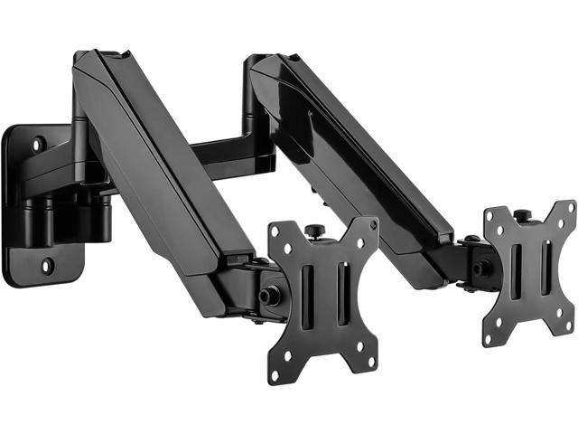 Dual Monitor Wall Mount, Double Monitor Wall Stand for Two 17-32 inch Flat Computer Screens, Height Adjustable Gas Spring Mounted Bracket Arms Hold...