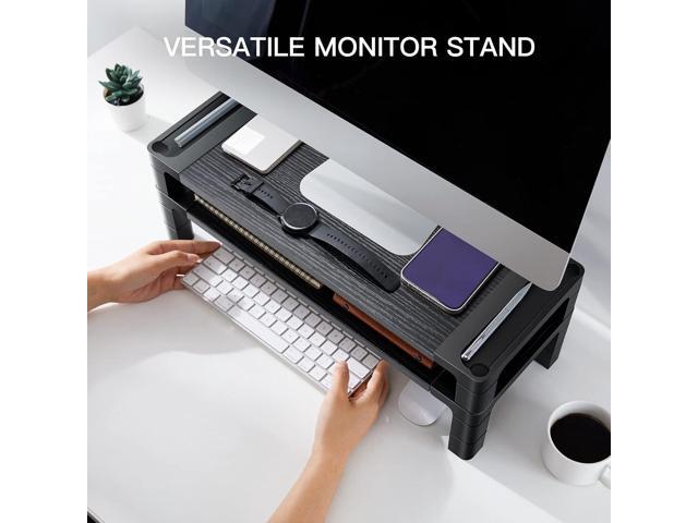 HUANUO Monitor Stand Computer Riser, Monitor Stand for Desk with Adjustable Height and 2 Platforms, Ergonomic Computer Riser, Monitor Riser for...