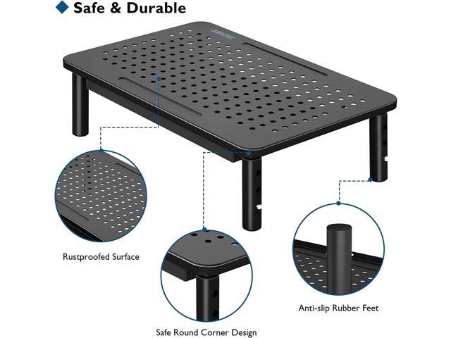 BONTEC 2 Pack Monitor Stand Riser with Drawer, 3 Height Adjustable PC Monitor Riser for Desk with Mesh Platform for Laptop, Computer, iMac, PC,...