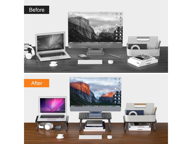 Bracwiser Foldable Monitor Riser Metal Computer Stand for Desk 3 Height Adjustable Laptop Stand with Pen Storage, MST013