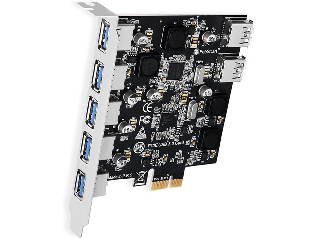 7-Ports Superspeed 5Gbps PCIE USB 3.0 Expansion Card for Windows 11, 10, 8.x, 7, Vista, XP Desktop PCs, Built in FebSmart Self-Powered Technology,...
