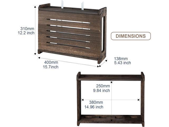 Wooden Router Shelf Wall Mount WiFi Router Storage Box Modem Cable Router Cover Organized Power Strip Cable Management Hider Rack Need Assembly...