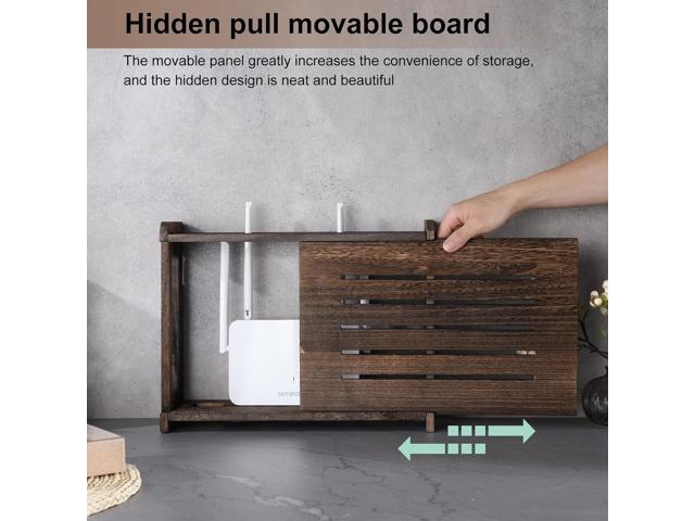 Wooden Router Shelf Wall Mount WiFi Router Storage Box Modem Cable Router Cover Organized Power Strip Cable Management Hider Rack Need Assembly...
