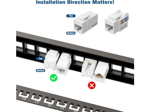 Iwillink Blank 24-Port Keystone Patch Panel, 1U 19'' Rackmount/Wallmount with Metal Housing, Includes 12 Blank Inserts for Custom AV/Data Setups