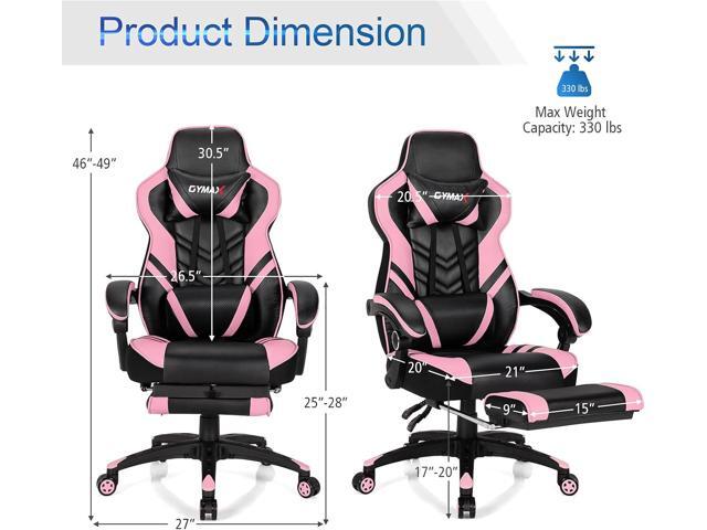 GYMAX Gaming Chair, Ergonomic Computer Chair with Footrest, Linkage Armrests & Lumbar Cushion, Big Wide High Back Video Gaming Chair, Reclining...