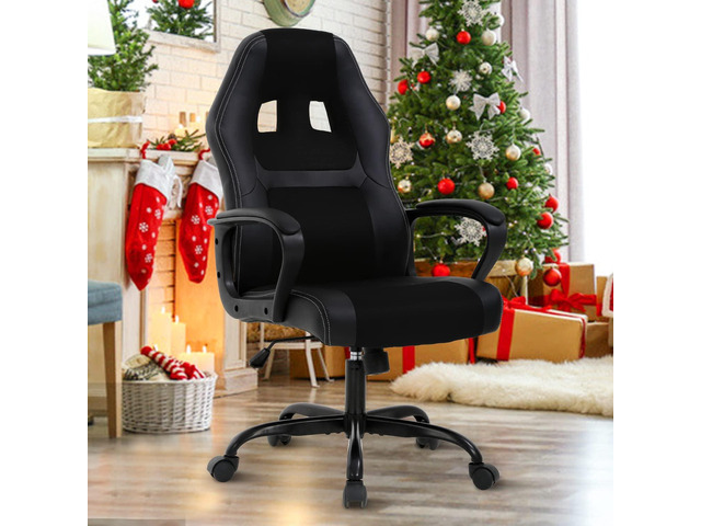 Ergonomic Office Chair Cheap Desk Chair, Mesh PC Gaming Chair with Lumbar Support, Adjustable High Back PU Leather Computer Chair Racing Task...