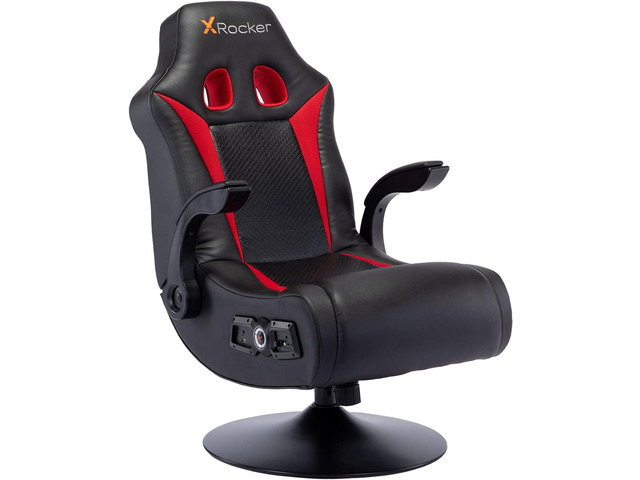 X Rocker, 5125401, Vibe 2.1 Bluetooth Pedestal Gaming Chair, 33.2 x 24 x 39.7, Black/Red