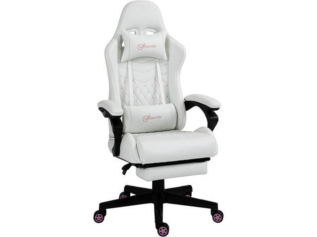 Vinsetto High Back PU Leather Gaming Chair, Racing Computer Chair with Swivel Wheels, Retractable Footrest, Headrest, Lumbar Support, and Armrest,...