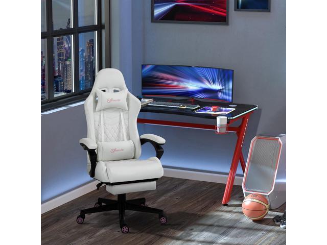 Vinsetto High Back PU Leather Gaming Chair, Racing Computer Chair with Swivel Wheels, Retractable Footrest, Headrest, Lumbar Support, and Armrest,...