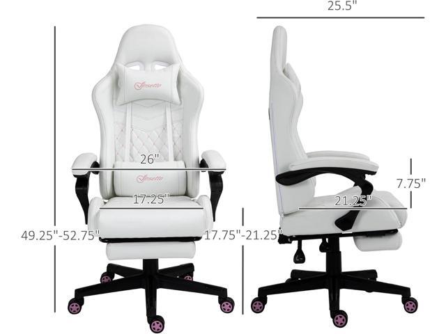 Vinsetto High Back PU Leather Gaming Chair, Racing Computer Chair with Swivel Wheels, Retractable Footrest, Headrest, Lumbar Support, and Armrest,...