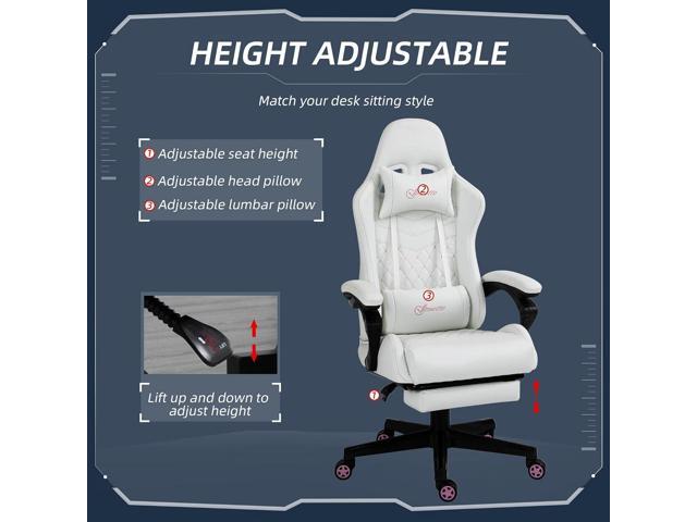 Vinsetto High Back PU Leather Gaming Chair, Racing Computer Chair with Swivel Wheels, Retractable Footrest, Headrest, Lumbar Support, and Armrest,...