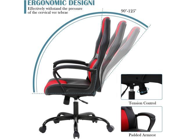 PC Gaming Chair Ergonomic Computer High-Back Racing with Lumbar Support Armrest Adjustable PU Leather Swivel Rolling Executive Office Desk for Home...