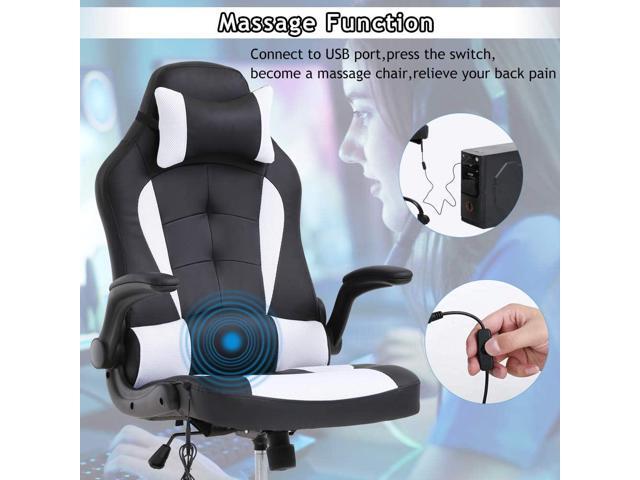 Massage Gaming Chair Ergonomic Office Chair High Back Desk Chair PU Leather Executive Chair with Lumbar Support Headrest Armrest PC Racing Computer...