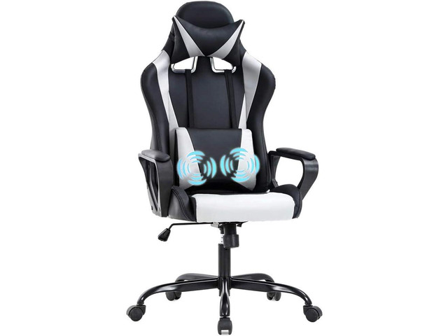Pc Gaming Chair High Back Ergonomic Office Chair with Lumbar Support Arms Headrest Massage PU Leather Racing Computer Chair Adjustable Swivel Game...