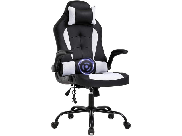 PC Gaming Chair Massage Office Chair Ergonomic Desk Chair Racing Executive PU Leather Computer Chair with Lumbar Support Headrest Armrest Task...