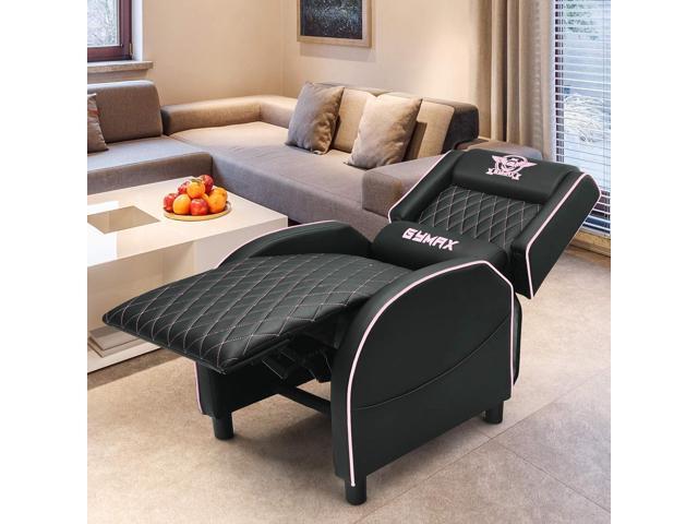 GYMAX Massage Gaming Recliner Chair, Ergonomic Racing Style Single Sofa with Adjustable Headrest, Backrest & Footrest, Home Theater Sofa for Living...