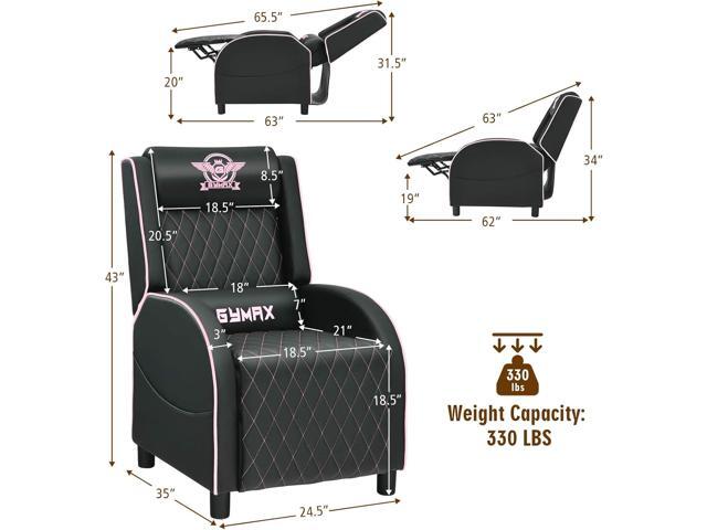 GYMAX Massage Gaming Recliner Chair, Ergonomic Racing Style Single Sofa with Adjustable Headrest, Backrest & Footrest, Home Theater Sofa for Living...