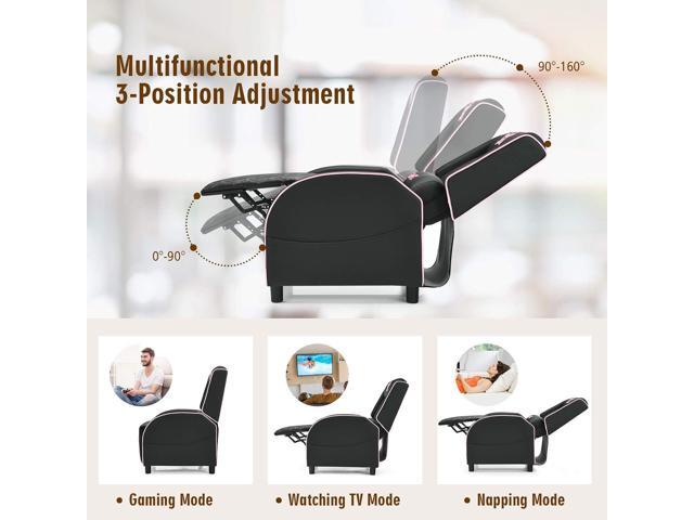 GYMAX Massage Gaming Recliner Chair, Ergonomic Racing Style Single Sofa with Adjustable Headrest, Backrest & Footrest, Home Theater Sofa for Living...
