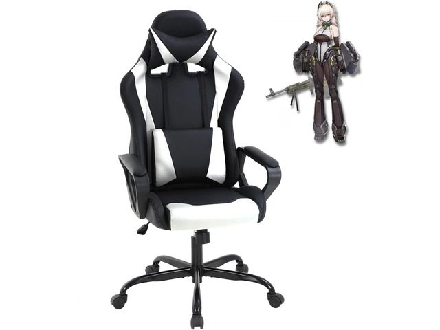 High Back Gaming Chair Ergonomic Racing Heavy Duty Office Chair Pc Video Game Chair, Massage Function Lumbar Support with Arms & Headrest Chic Desk...