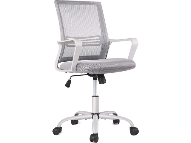Smugdesk Ergonomic Mid Back Breathable Mesh Swivel Desk Chair with Adjustable Height and Lumbar Support Armrest for Home, Office, and Study, Gray