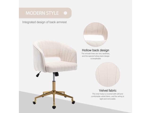Nrizc Velvet Office Desk Chair, Upholstered Home Office Desk Chairs with Adjustable Swivel Wheels, Ergonomic Office Chair for Living Room, Bedroom,...