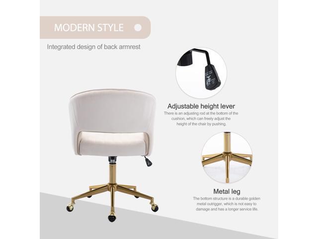 Nrizc Velvet Office Desk Chair, Upholstered Home Office Desk Chairs with Adjustable Swivel Wheels, Ergonomic Office Chair for Living Room, Bedroom,...