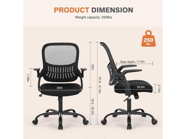 Sweetcrispy Office Computer Desk Chair, Ergonomic Mid-Back Mesh Rolling Work Swivel Task Chairs with Wheels, Comfortable Lumbar Support, Comfy...