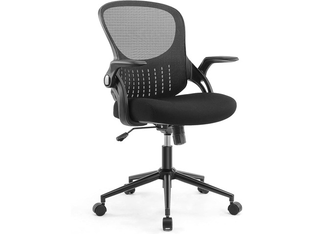 Office Chair - Ergonomic Flip-up Arm Home Office Computer Swivel Task Chair with Lumbar Support, Wide Seat, Thickened Cushion, Widened Backrest,...