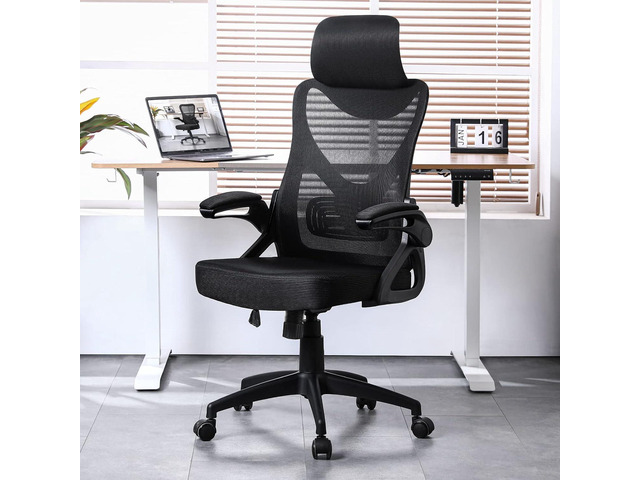Furnimart Office Chair Desk Chair Home Ergonomic Office Computer Chair with Wheels,Adjustable Lumbar and Flip-up Arms, for Home Office, Living...