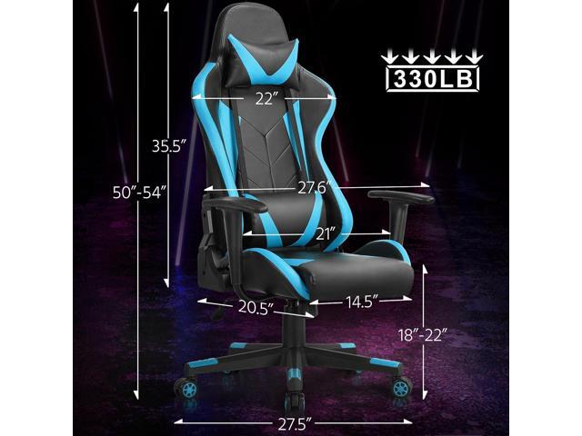 Topeakmart Video Game Chairs High Back Computer Gaming Chair Ergonomic Racing Office Chair with Lumbar Support Swivel Task Chair Neon Blue
