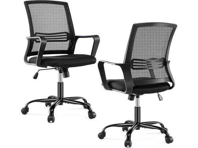 Office Chair - Ergonomic Office Chair Mid Back Office Desk Chair with Wheels Computer Chair with Lumbar Support Home Office Chair with Armrests for.