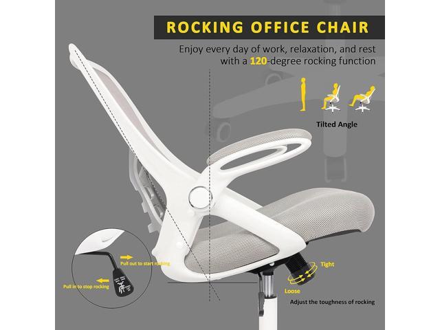 Office Chair Ergonomic Mesh Swivel Computer Task Desk Chair Comfortable, Flip-up Arms, Adjustable Height (Grey)