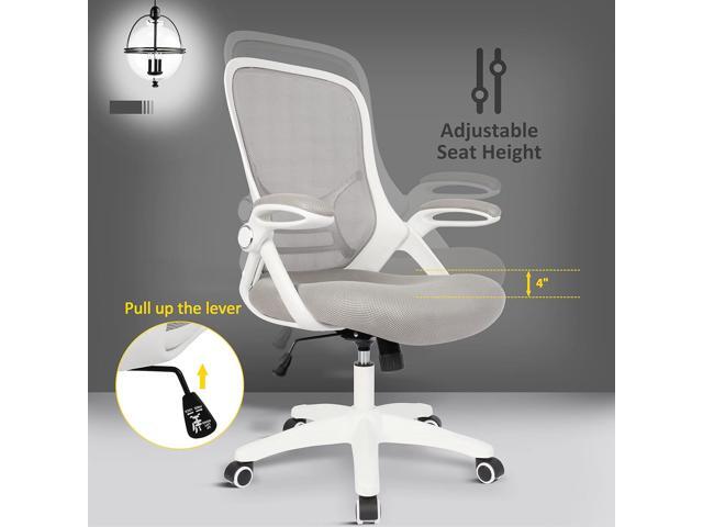 Office Chair Ergonomic Mesh Swivel Computer Task Desk Chair Comfortable, Flip-up Arms, Adjustable Height (Grey)
