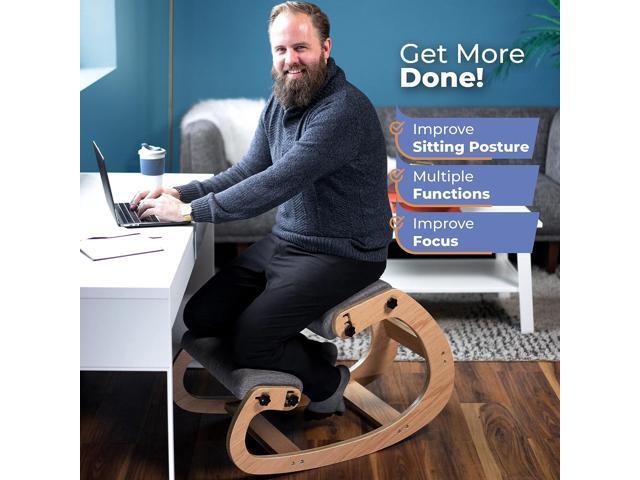 NYPOT Ergonomic Kneeling Chair - Adjustable Rocking Knee Chair Posture Chair - Wooden Office Chair for Back Pain Relief - Desk Chair for Home...