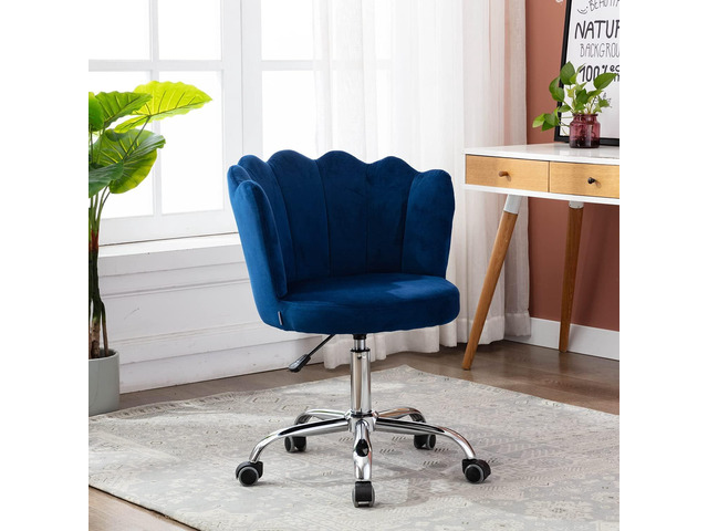 Home Office Desk Chair, Adjustable Swivel Mid Back Office Chair Velvet Upholstered Vanity Chair Cute Chair with Wheels Modern Accent Chairs for...