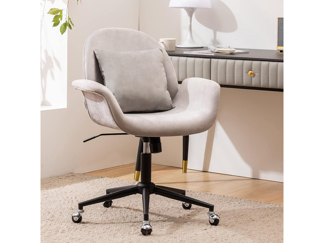 Office Chair Ergonomic Desk Chair - Velvet Vanity Fabric Home Office Chair Modern Adjustable Height Computer Chair with Pillow Swivel Executive...