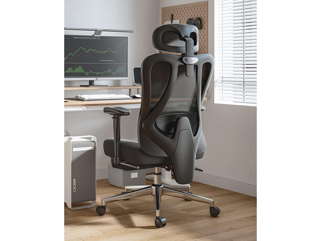 Hbada Ergonomic Office Chair with Adjustable Lumbar Support, Desk Chair with Adjustable Headrest, Swivel Computer Chair with Footrest and PU...