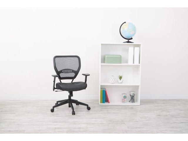 SPACE Seating Professional AirGrid Dark Back and Padded Black Eco Leather Seat, 2-to-1 Synchro Tilt Control, Adjustable Arms and Tilt Tension with...