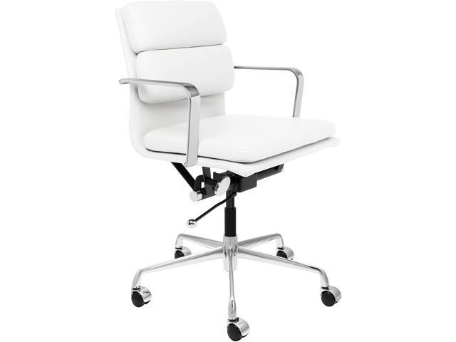 Laura Davidson Furniture SOHO II Padded Management Office Chair - Mid Back Desk Chair with Arm Rest, Swivel & Cushion Availability, Made of Faux...