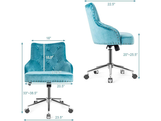 Giantex Modern Home Office Chair, Tufted Velvet Swivel Armchair, Mid-Back Velvet Office Chair with Soft Seat, Adjustable Task Chair Computer Desk...
