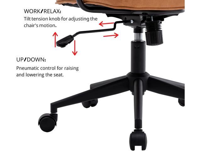 LukeAlon Adjustable Pu Leather Office Chair, Comfy 360° Swivel Task Chair with Armrest Modern Thickened Seat Desk Chair Tiltable Computer Chair...
