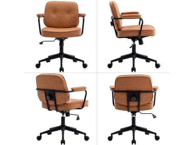 LukeAlon Adjustable Pu Leather Office Chair, Comfy 360° Swivel Task Chair with Armrest Modern Thickened Seat Desk Chair Tiltable Computer Chair...