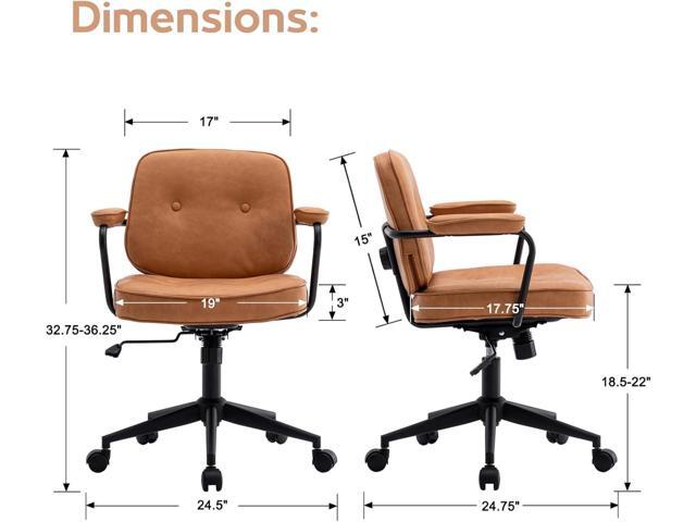 LukeAlon Adjustable Pu Leather Office Chair, Comfy 360° Swivel Task Chair with Armrest Modern Thickened Seat Desk Chair Tiltable Computer Chair...