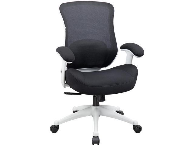LONGBOSS Office Chair Ergonomic Computer Desk Mesh Chair, Back Waist Cushion and Height Adjustable Armrest - blk