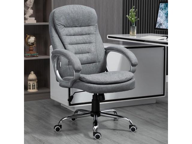 Vinsetto High Back Home Office Chair Executive Computer Chair with Adjustable Height, Upholstered Thick Padding Headrest and Armrest - Grey