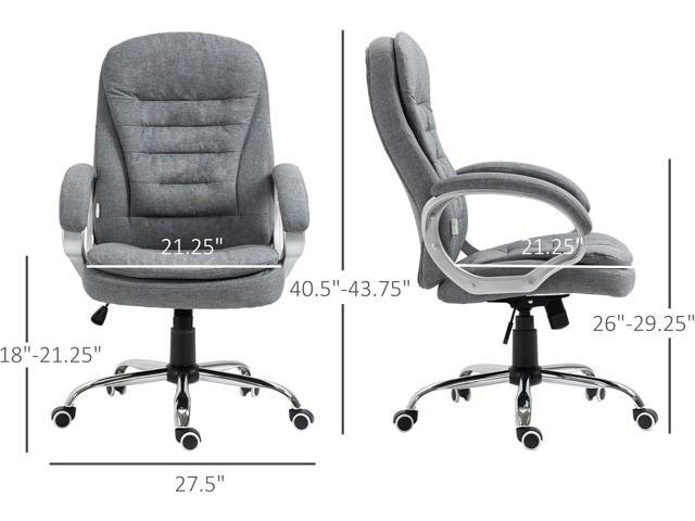 Vinsetto High Back Home Office Chair Executive Computer Chair with Adjustable Height, Upholstered Thick Padding Headrest and Armrest - Grey